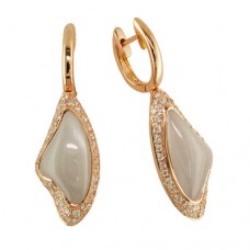 E420GM Grey Moonstone and Diamond Earrings