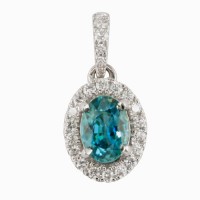 H643Z- Zircon and Diamond Halo Pendant