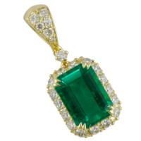 H649E Emerald and Diamond Pendant