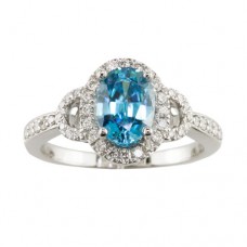 R825Z Blue Zircon and Diamond Ring